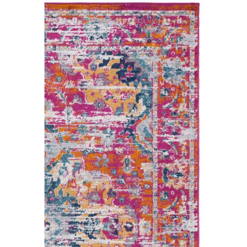 Tapis Felty 154 fuchsia / doré, Carré 9 pi