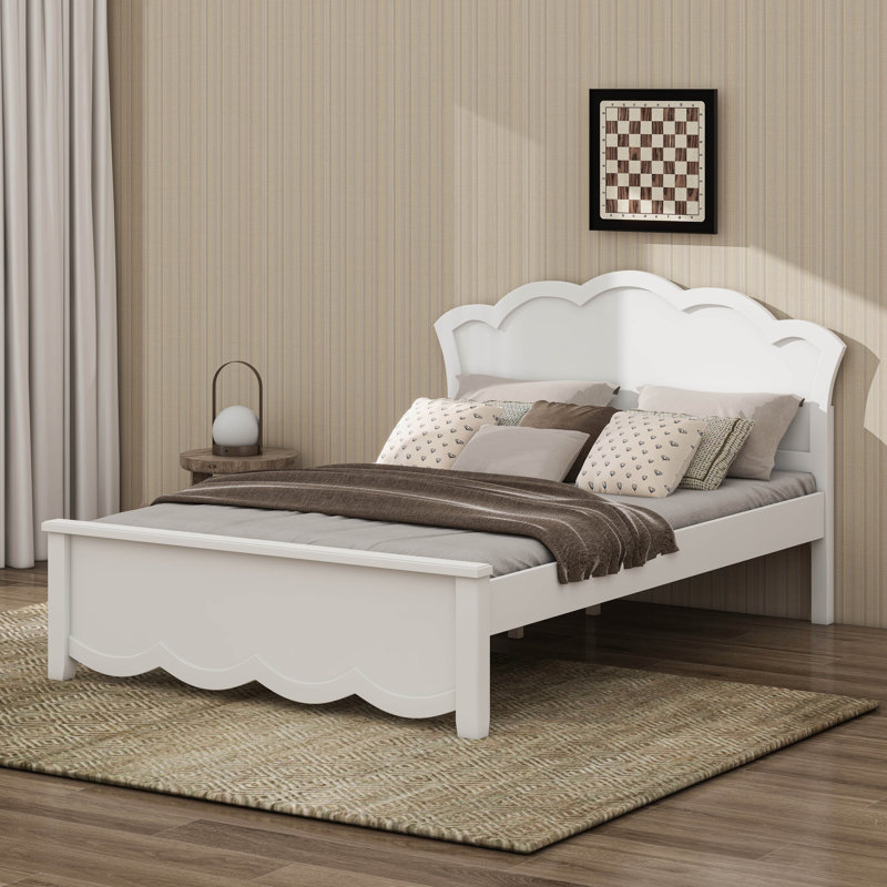 Platform Bed With Flower Shape Headboard, Full