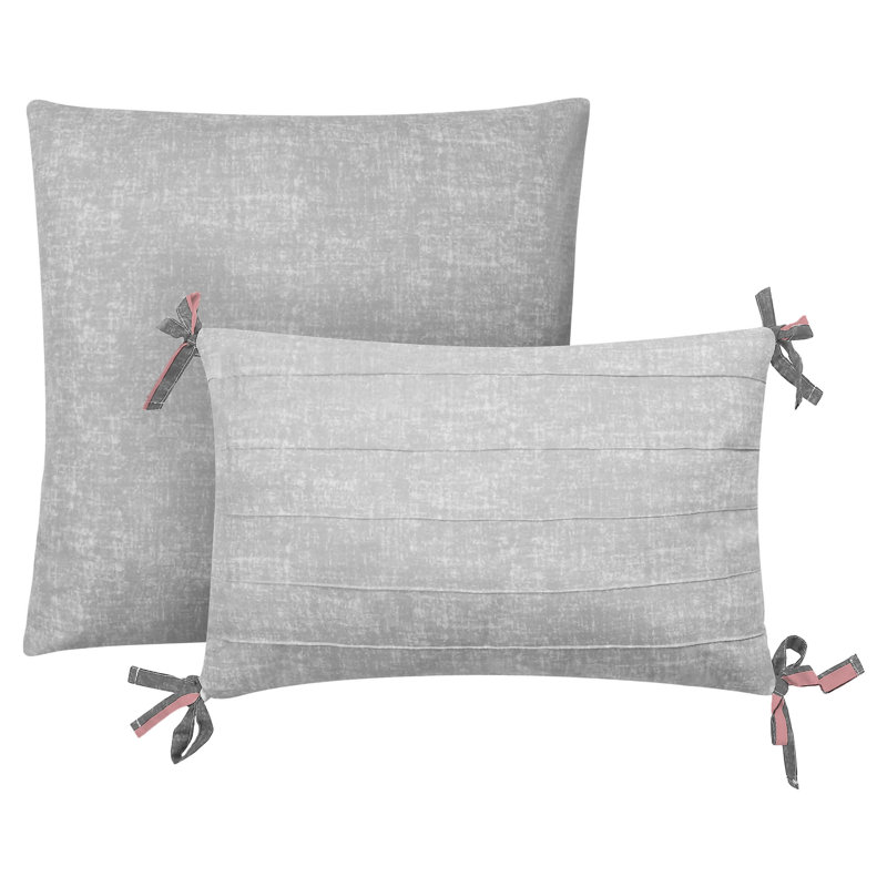 Juicy Couture Cabana Stripe Comforter Sets, King Comforter + 2 Shams + 3 Throw Pillows, Gray/Pink