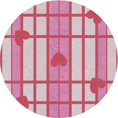 Tapis géométrique rose / gris