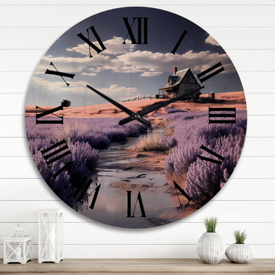 Horloge murale surdimensionnée en bois Farmhouse Lavender Abundance