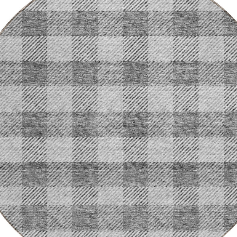 Tapis intérieur lavable rond gris et gris anthracite HomeRoots 8 pi