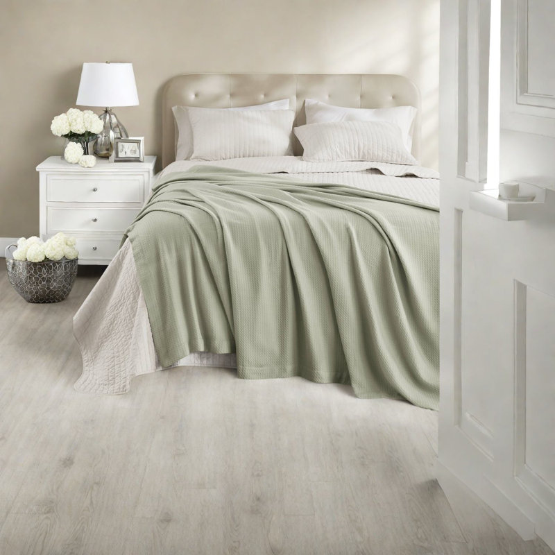 Ensembles de literie en coton certifié standard, couverture vert sauge pour le confort de la maison