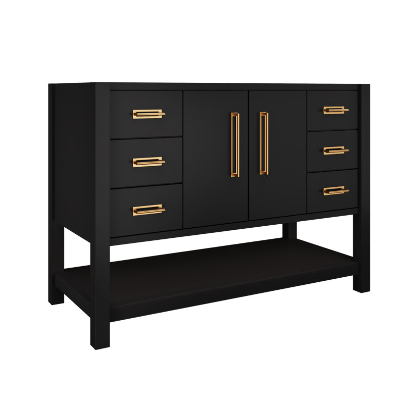 Kiawah Single Extra Wide Bath Vanity, Noir, Satin Gold, 48"