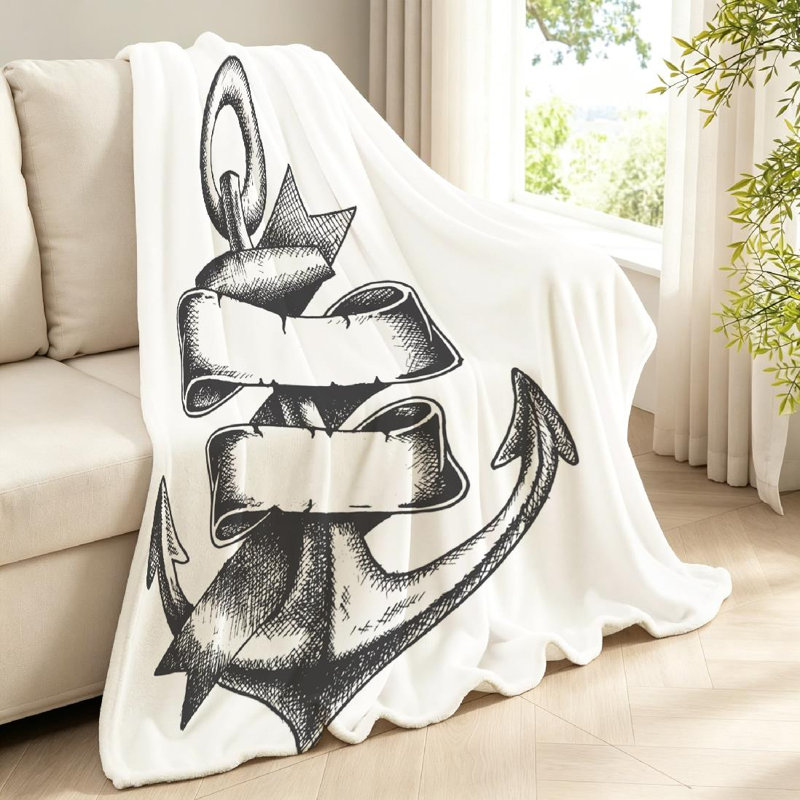 Jeté en flanelle bleu marine marine, Jeté 40 po x 50 po