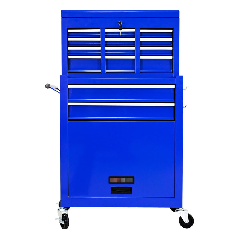 Chariot d'atelier de rangement pour outils très fonctionnel - 8 coffres - bleu, Bleu