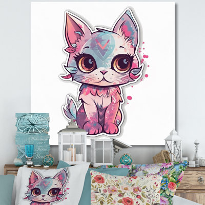 " Pink Cute Kitten Cat Illustration "