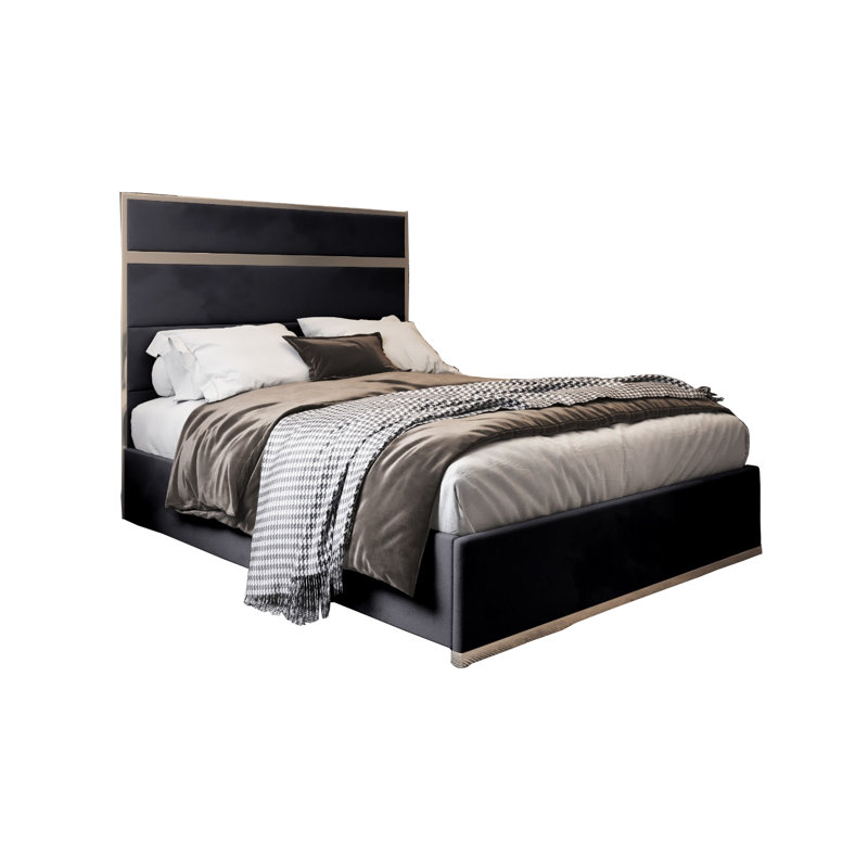 Mirosavka Upholstered Bed, Black, Single (3')