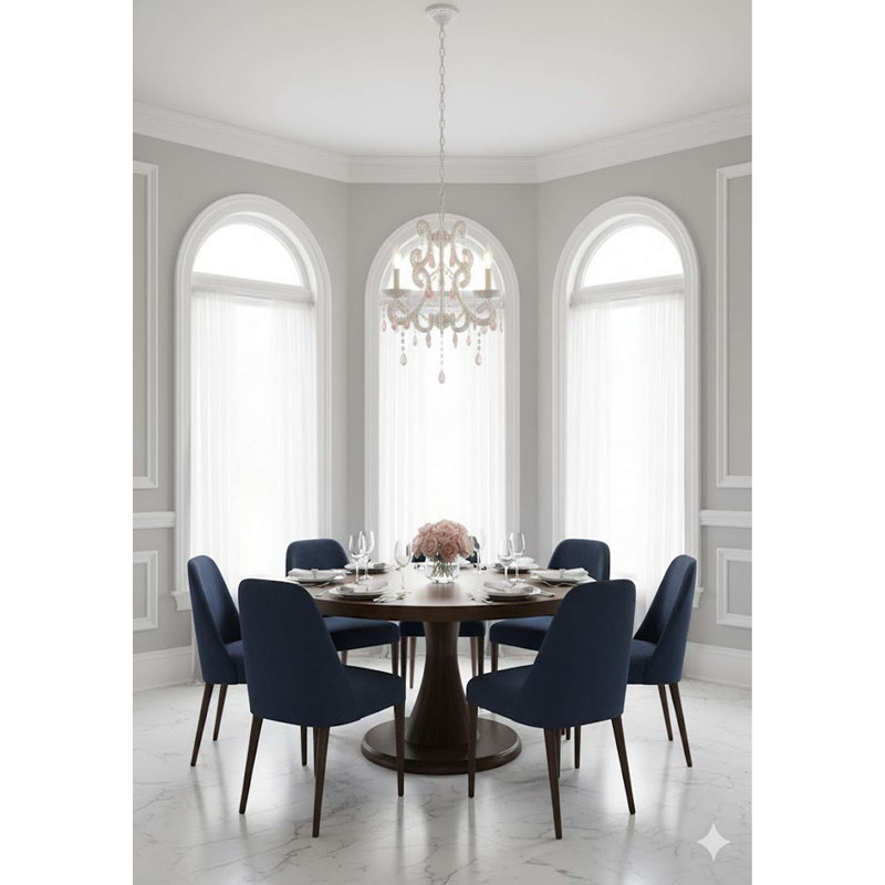 Lustre blanc 3 lumières avec cristaux roses