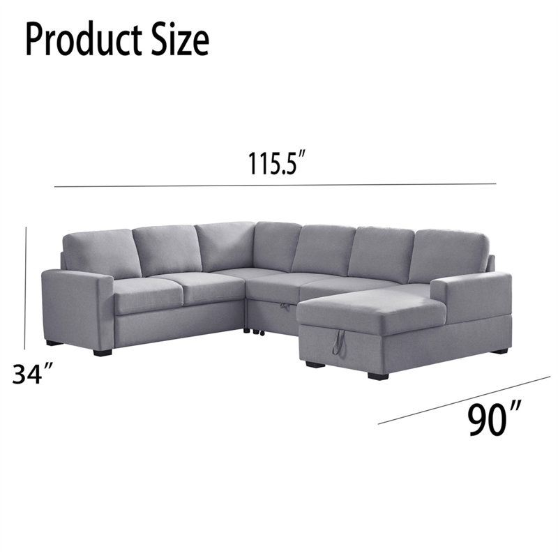 115.5'' Sofa, Light Gray Linen