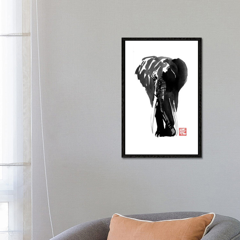 Elephant by Péchane - Print on Canvas, Black Framed, 66.04 cm H x 45.72 cm W