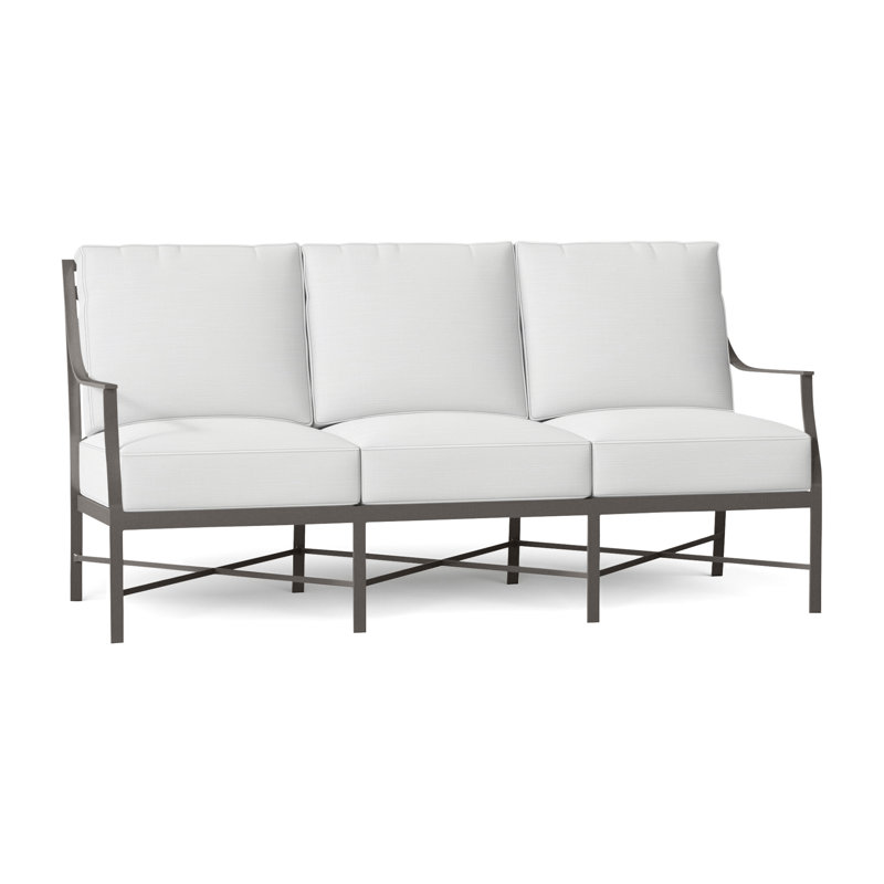 Monaco Aluminum Sofa - Slate Gray, Rollo Lace InsideOut® Linen, Slate Gray, Welt