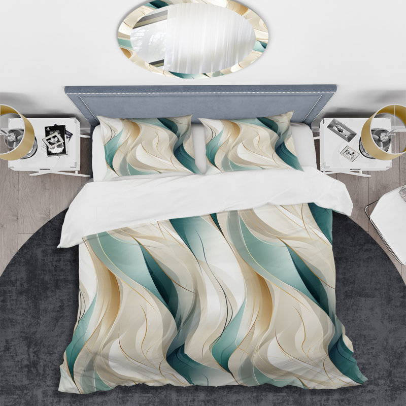 Subdued Elegance I - Ensemble de housse de couette à motif abstrait - Microfibre de polyester