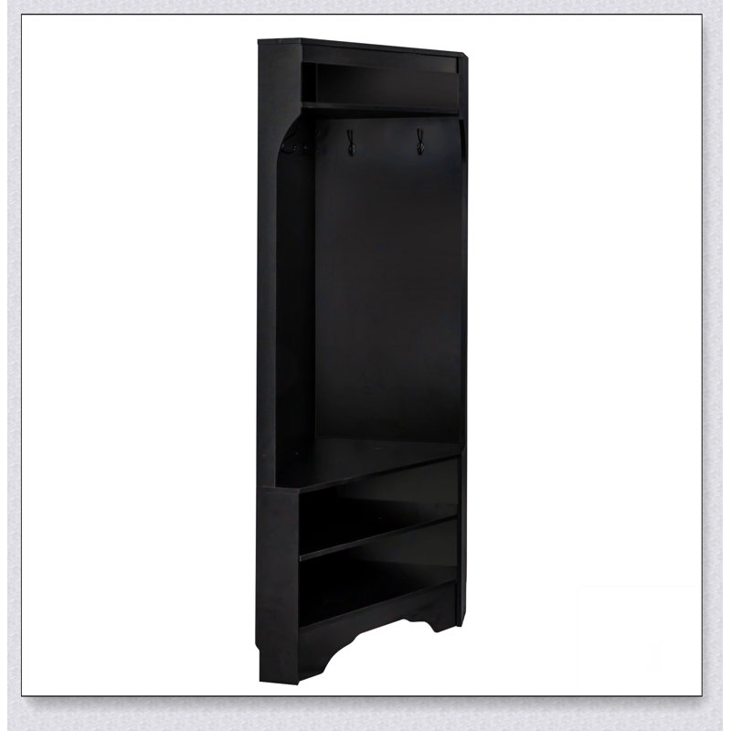 Arbre d'entrée minimaliste avec banc à chaussures, portemanteau polyvalent avec 4 crochets, armoire d'angle avec tablette réglable