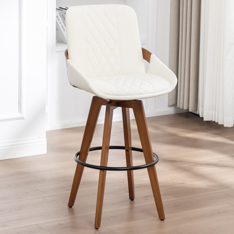Tabourets de bar et de comptoir pivotants modernes rembourrés, Blanc, Tabouret de comptoir (siège d'une hauteur de 26,3