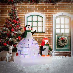 Animated Elf Bowling with Penguin Pins Christmas Lighted Display