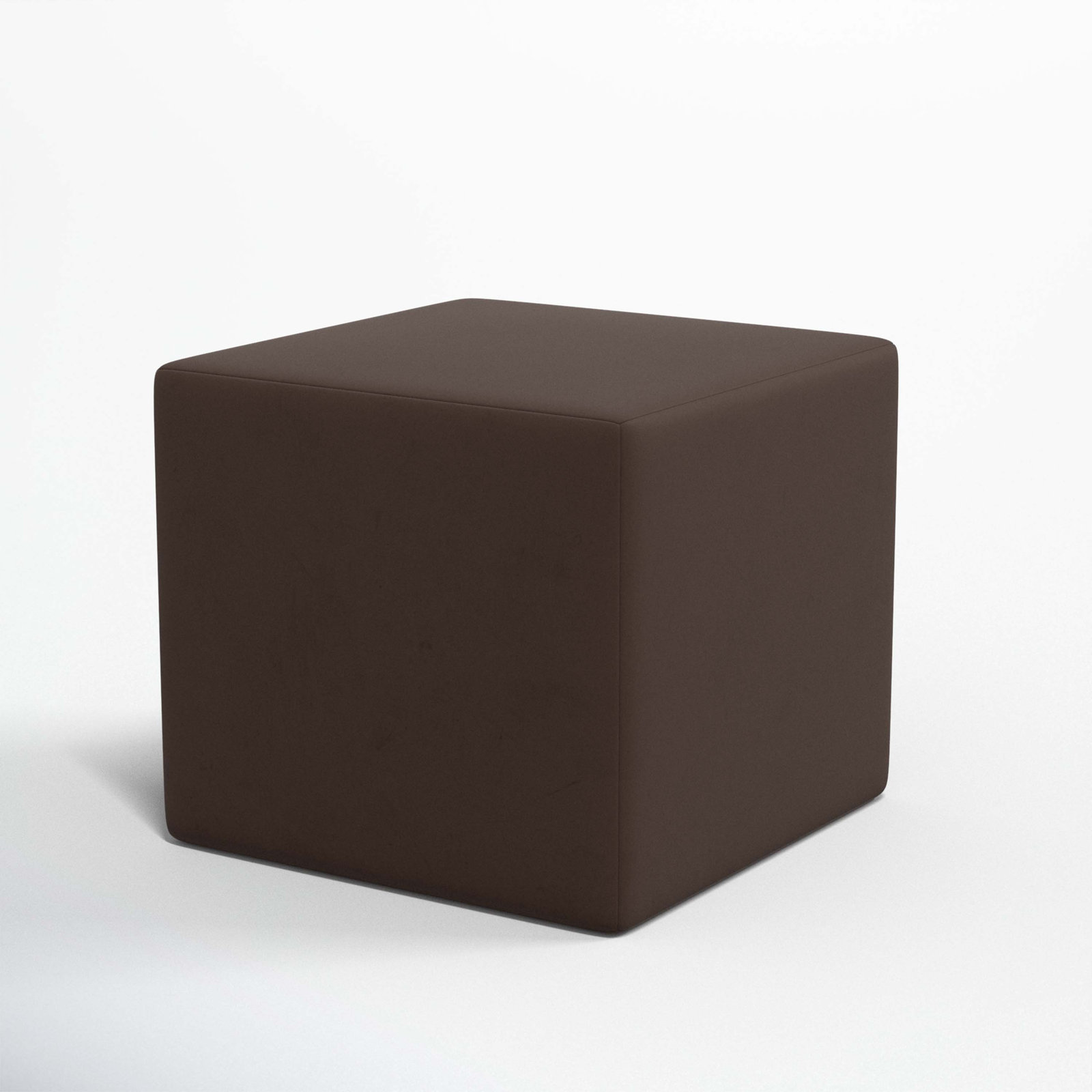 21" Linen Upholstered Ottoman, Classic Chocolate Velvet