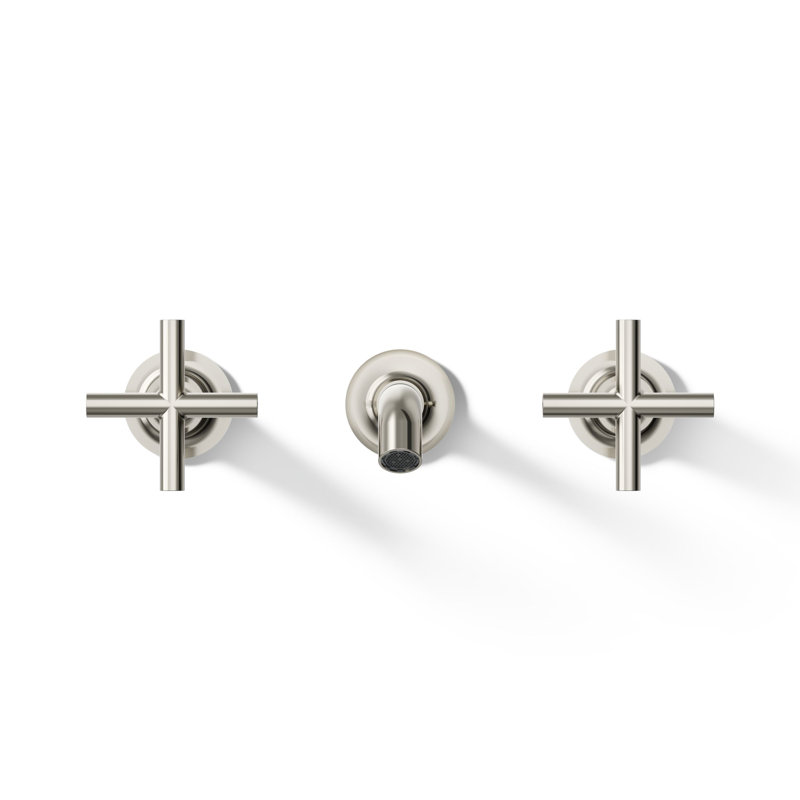 Purist® Wall-Mounted Bathroom Faucet, Vibrant Polished Nickel, Cross Handle