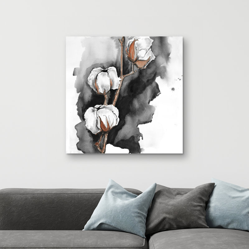 Cotton flowers on a background - 32"x32" art on canvas