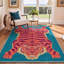 Tapis bleu sarcelle / corail à motif animal lavable à la machine avec envers antidérapant-2081474143