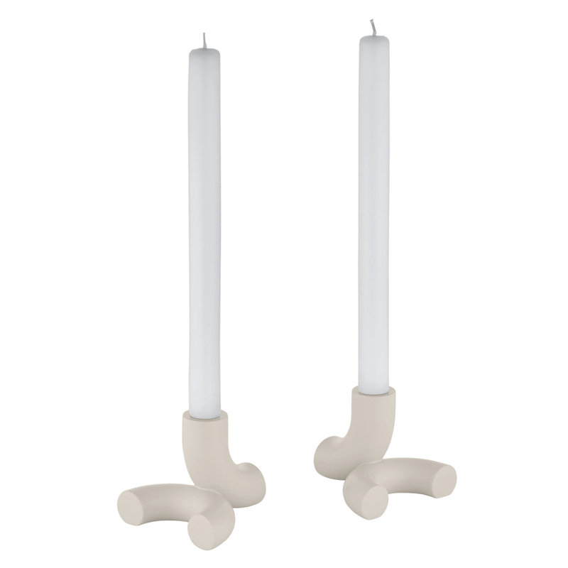 DOODLE Modular Taper Candle Holder - Set of 2 - Moonbeam (beige)
