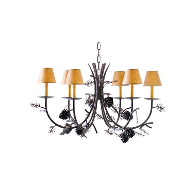 Lustre traditionnel à 8 lumières Pinecone, Châtaignier, Peindre pour s'agencer