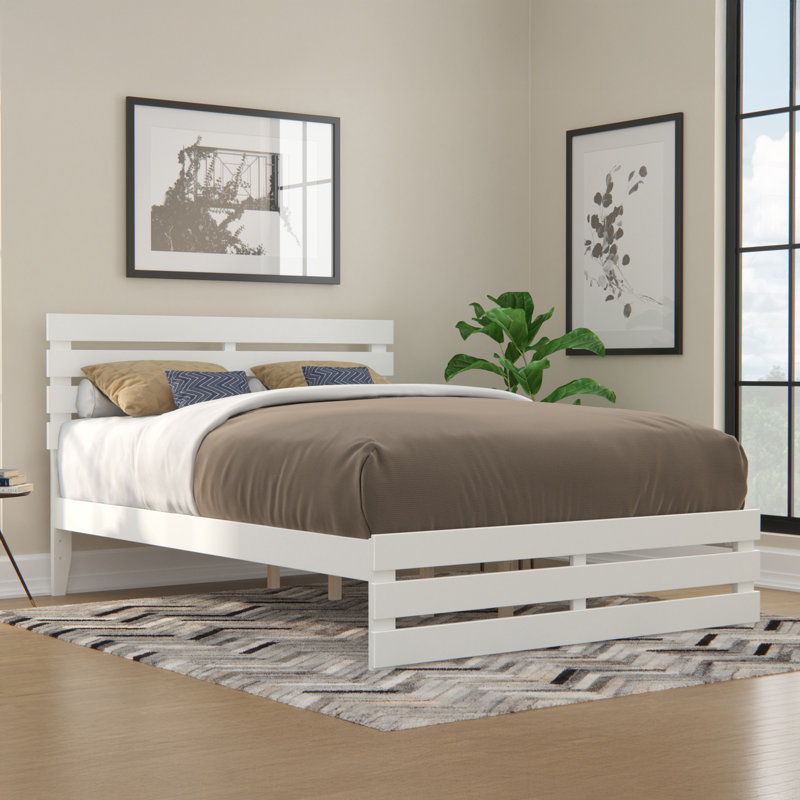 Jaqson Slat Bed, White, Queen