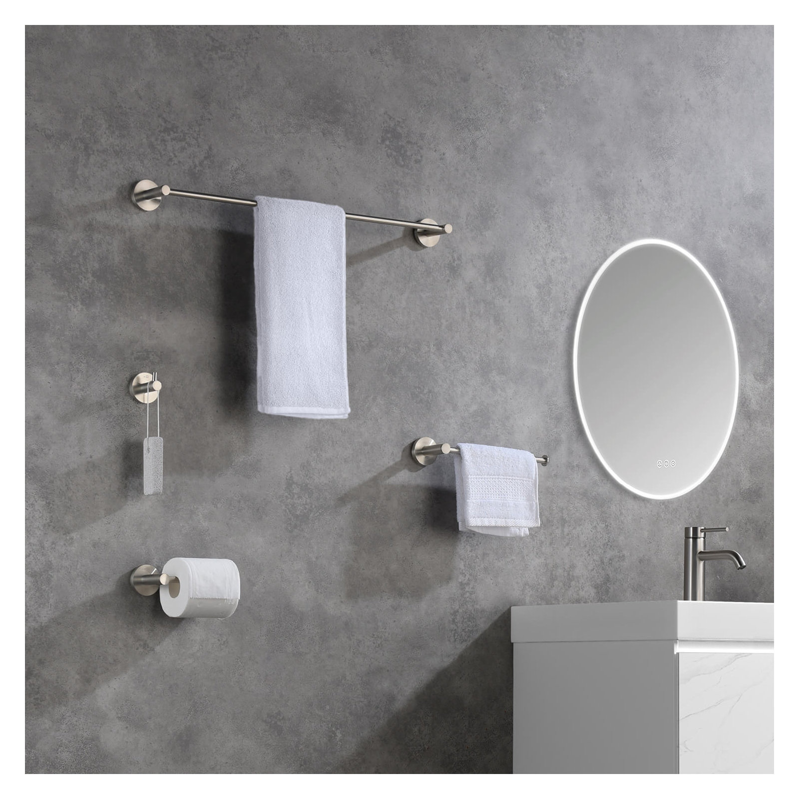 4 - Piece Bathroom Hardware Set, Brush Nickel
