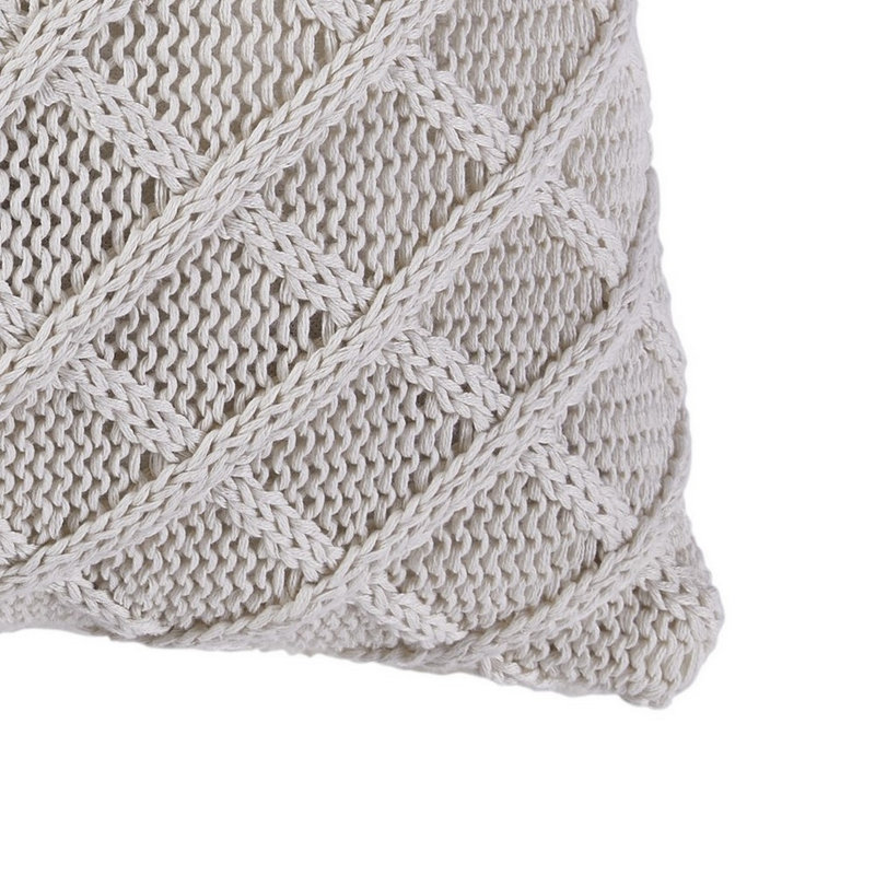 Diamond Polyester Throw Square Pillow Cover & Insert, Coconut Milk