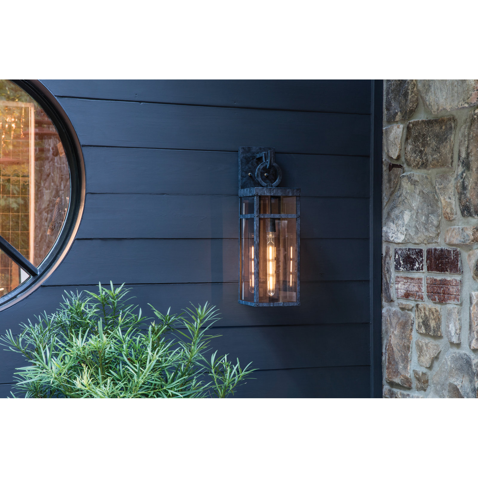 Amelia Glass Outdoor Wall Lantern, 22" H x 6.5" W x 8.25" D