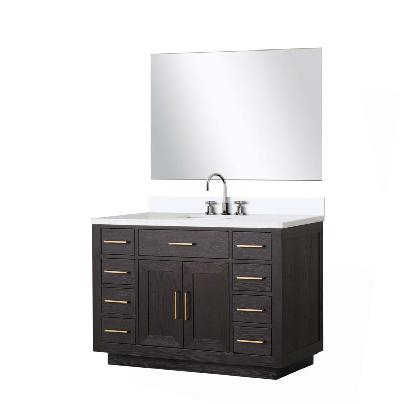 Ensemble de meuble-lavabo simple avec robinet et miroir