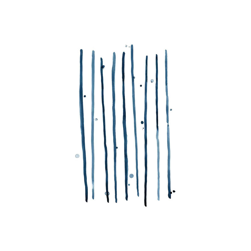 Watercolor Vertical Lines And Dots Blue by Nouveau Prints - Wrapped Canvas Gallery-Wrapped Canvas Giclée