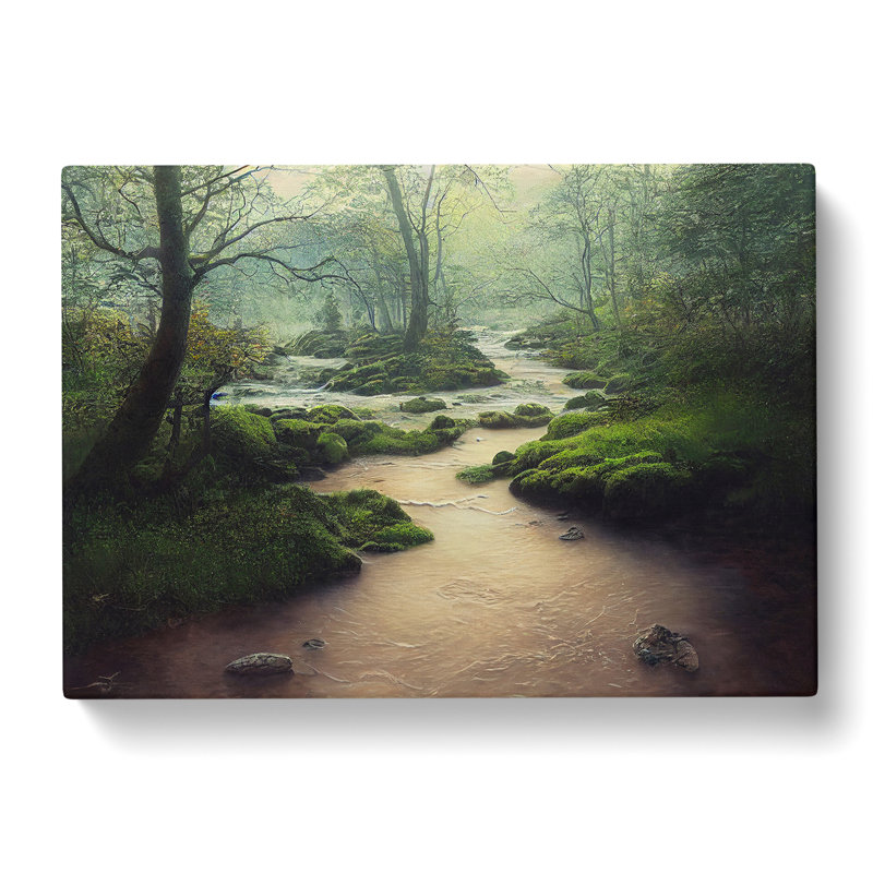 Attractive Forest Stream - Wrapped Canvas, 35cm H x 50cm W x 3cm D