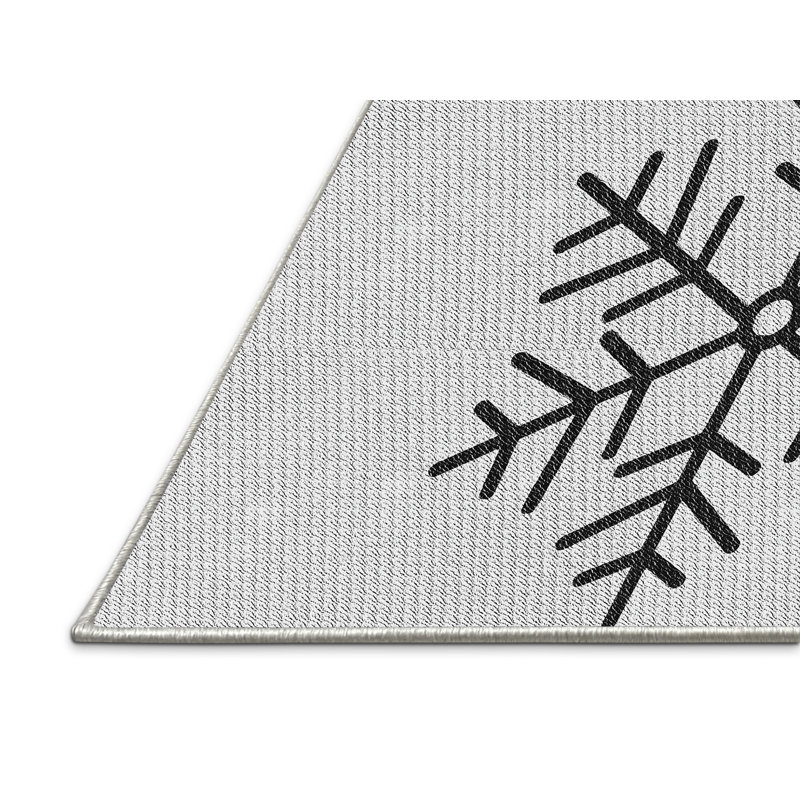 Laine et polyester noir/gris tissé à la machine Pocasset Tapis décoratif, Rectangle 5 pi x 8 pi