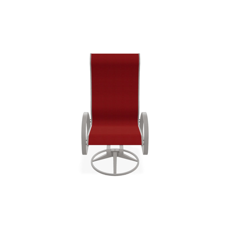 Fauteuil de patio pivotant Hiraku, Rouge 1D Sunbrella®, Gris chaleureux texturé