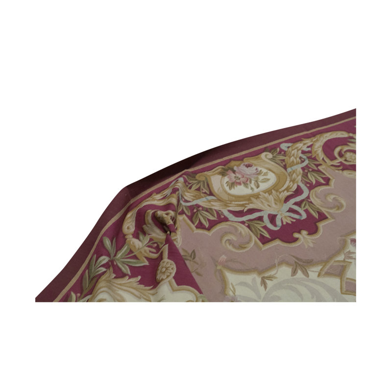 Hand-Knotted High-Quality Ivory and Rose Area Rug
