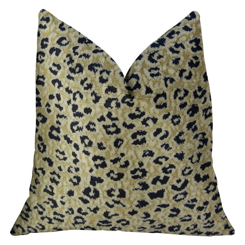 Oreiller de luxe fait à la main à motif guépard, 18 po x 18 po, Coussin décoratif