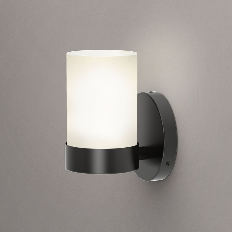 Glam 1-Light Bath Sconce | Wall Mount Bathroom Vanity Light Fixture with Frosted Glass, Matte Black