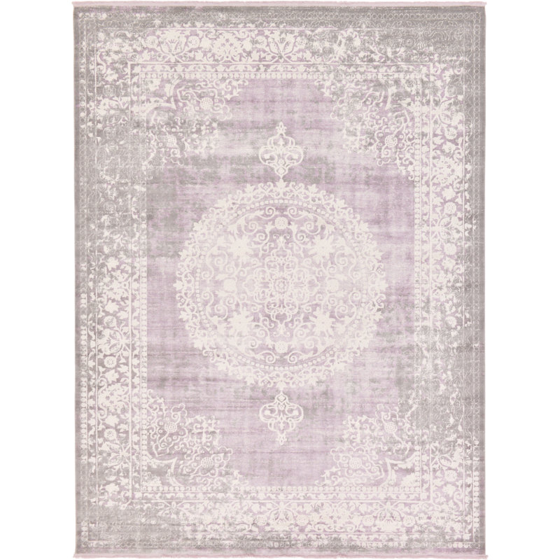 Malynn Oriental Area Rug, Rectangle 8' x 10', Purple/Beige