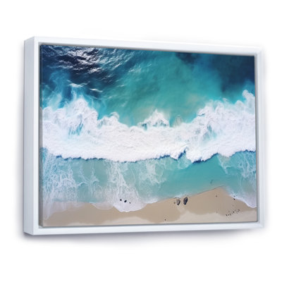 Vagues blanches et bleues vue aérienne IV - plage, art mural