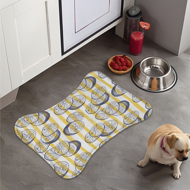 Citrus Splash - 1 Piece Bone Shape Feeding Mat, Large (14")