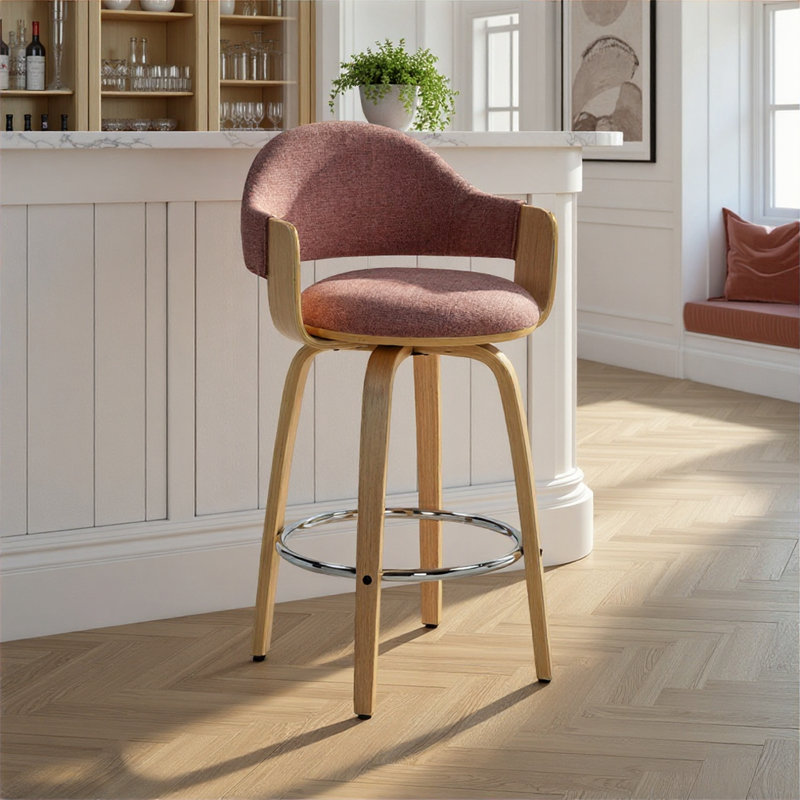 Swivel Upholstered Counter Stool, Merlot, 77cm