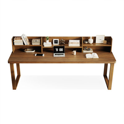 Bureau rectangulaire en bois massif brun noisette