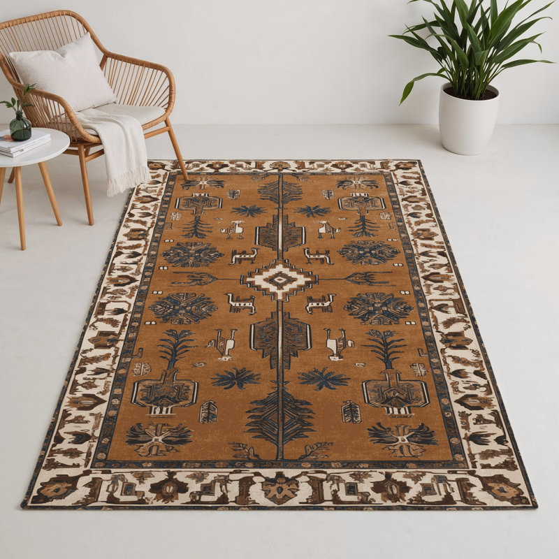 Tapis d'intérieur et d'extérieur brun Persian, Rectangle 5 pi x 7 pi