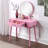 Contemporary Wood Vanity And Stool Set-1899988514