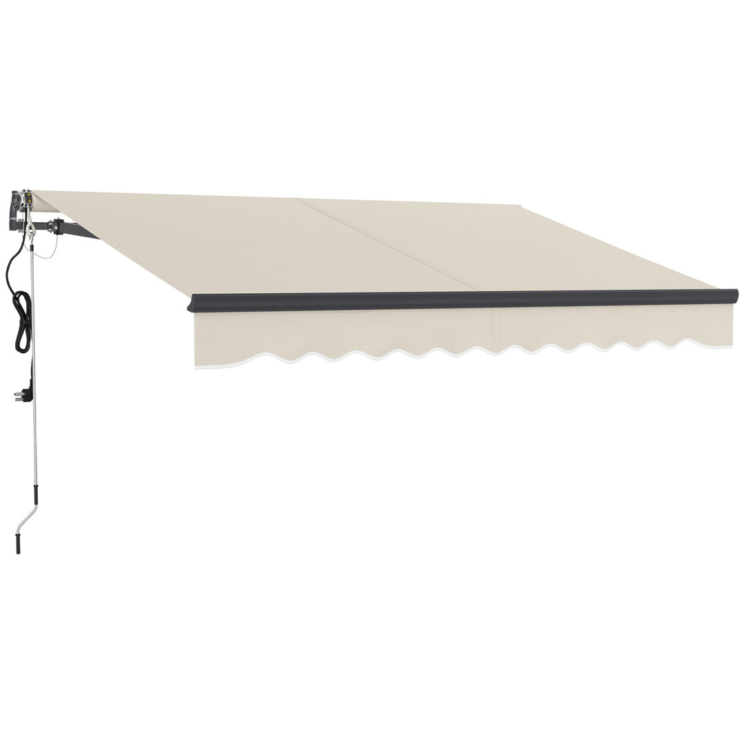 2.5 X 3m Beige Electric & Manual Retractable Awning With Remote, 45°-85° Adjustable Angle, Upf30+ Pu Coated Polyester Canopy, Powder Coated Aluminium