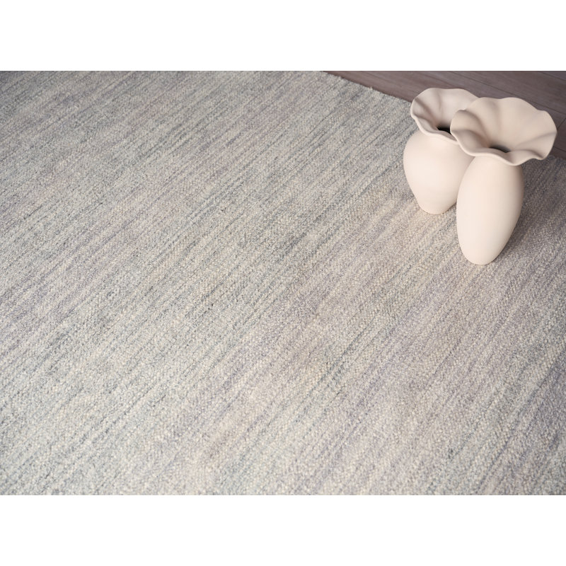 Tranquility flatweave Wool/Mohair Beige Area Rug, Rectangle 9' x 12', Gray