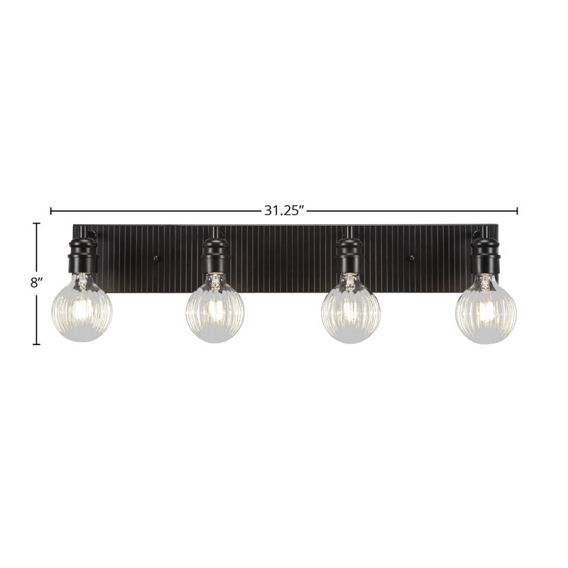 Barre d'éclairage de salle de bain 4 lumières Haecker au fini espresso avec ampoules DEL de 4 watts