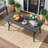 Bella 47.2"  × 23.6" Outdoor Metal Coffee Table, Heavy-duty Steel Patio Side Table With Chamfered Edges, Bent-leg Design & Adjustable Foot Pads, Rust-resistant