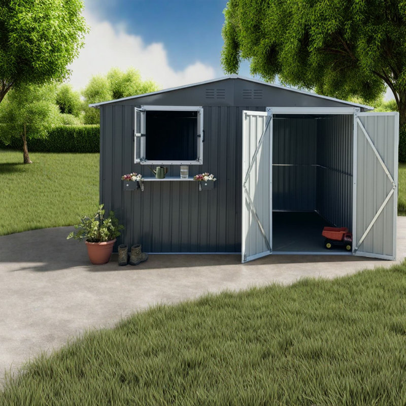 Remises spacieuses, remise de jardin moderne en métal 10 x 8 pi pour la maison